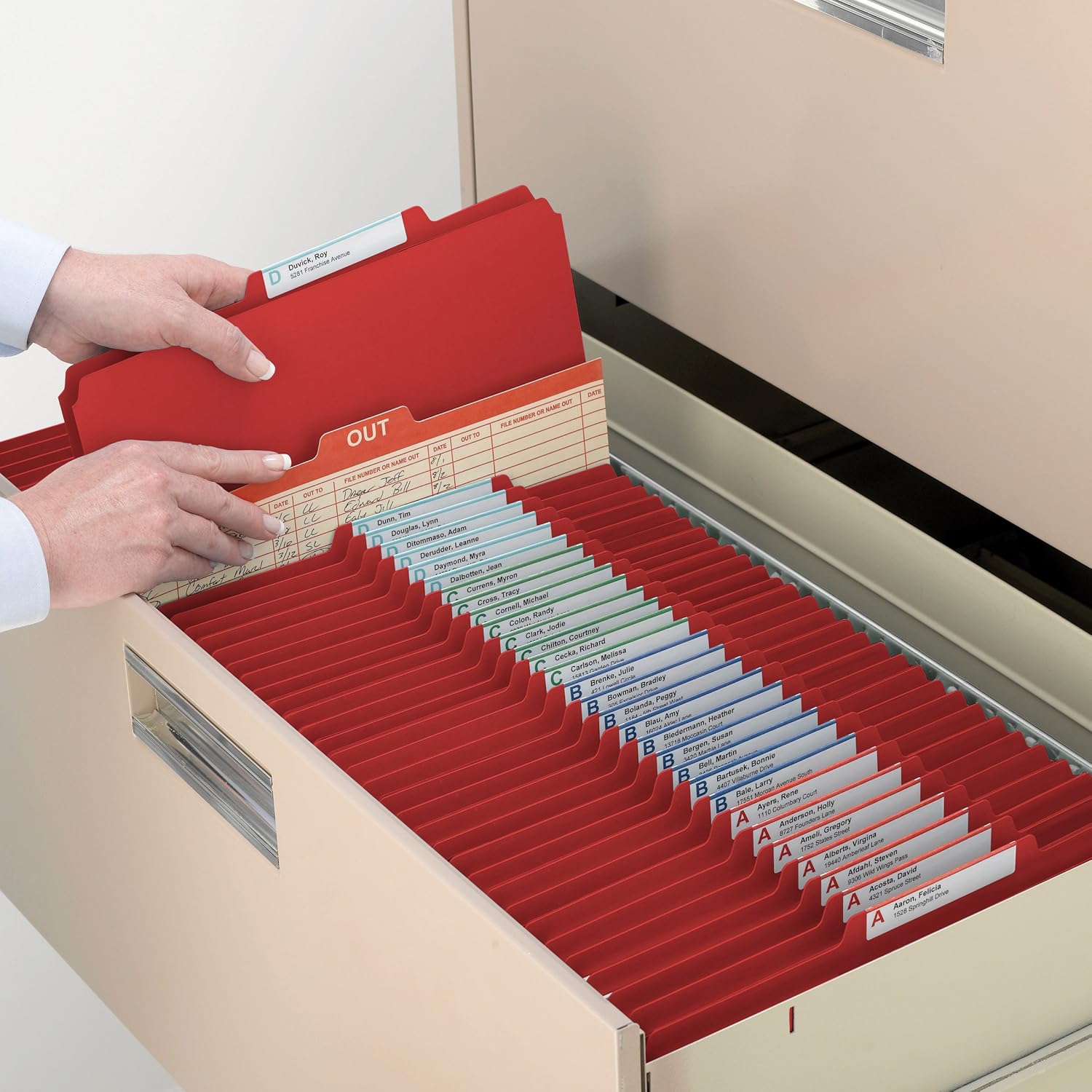 Smead Pressboard Classification File Folder with SafeSHIELD Fasteners, 2 Dividers, 2" Expansion, Legal Size, Bright Red, 10 per Box (19031) : Top Tab Classification Folders : Office Products