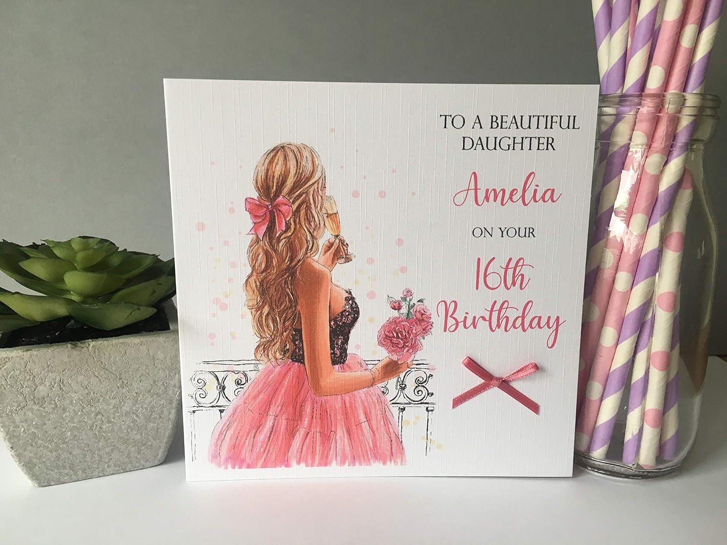 Personalised Handmade Birthday Card Female Girls Daughter Granddaughter