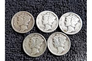 5 Various Mint Marks Mercury Dimes VG-08 and better - all different dates