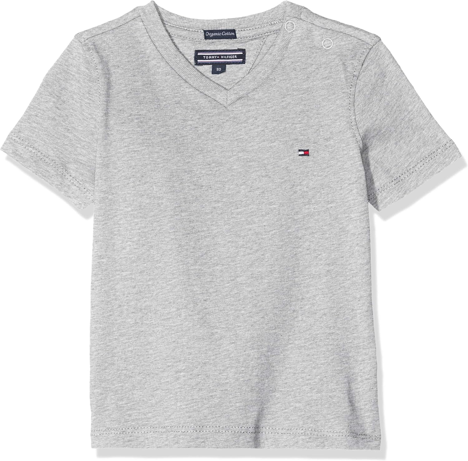 Produktbild Tommy Hilfiger Jungen Boys Basic V-Neck Shirt grau meliert, Größe 74-176, 5 Farben Foto