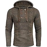 COOFANDY Mens Knit Pullover Hoodies Casual Long Sleeve Turtleneck Sweaters Slim Fit Hooded Sweatshirts