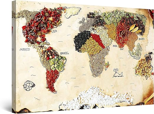 Amazon Com Startonight Canvas Wall Art World Map Spices Large Framed 32 X 48 Posters Prints