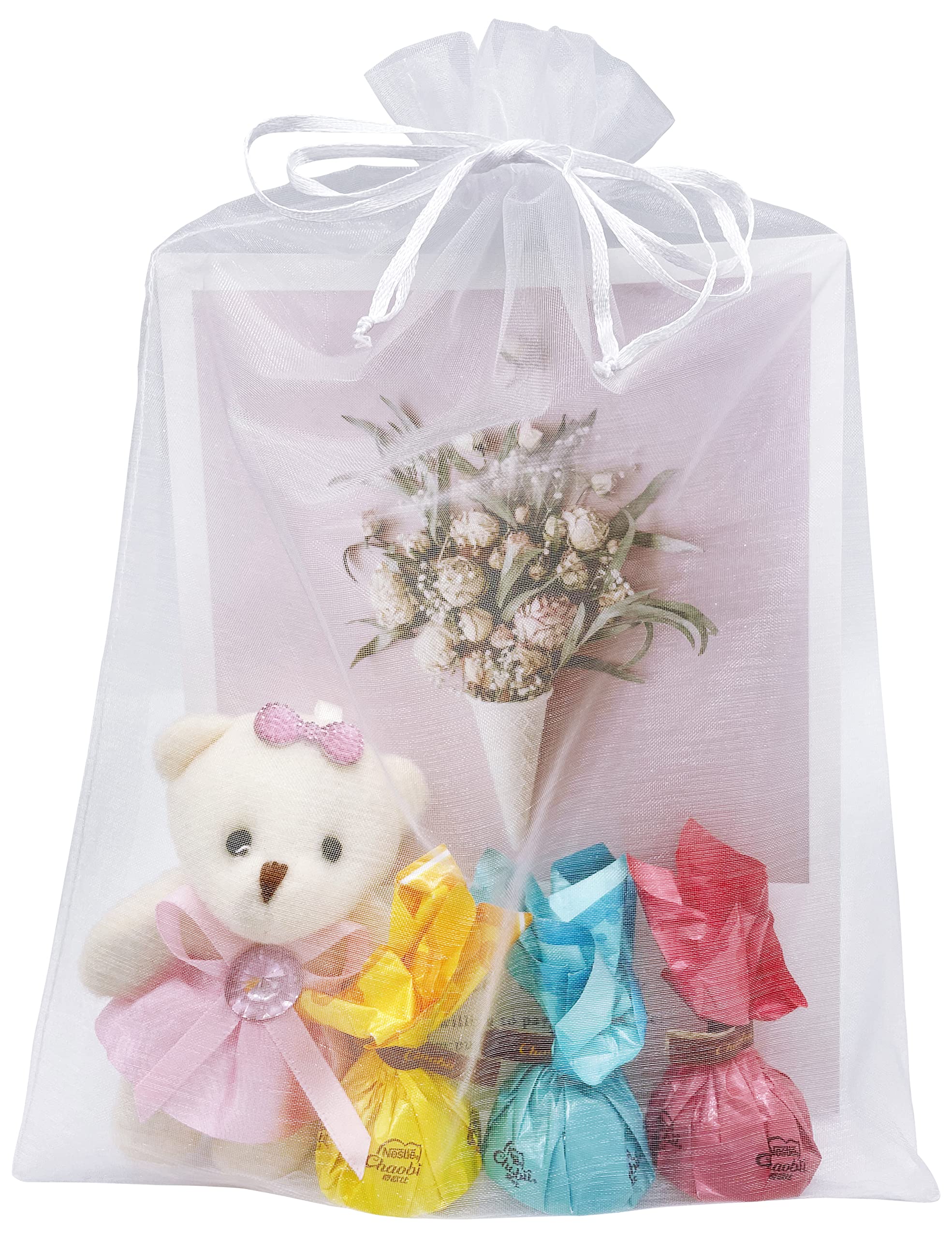 Photo 1 of Jexila 50 Pack White Organza Bags 8X12 inch Large Mesh Bags Drawstring Gift Packing for Jewelry Christmas Wedding Party Favor Bags (White)