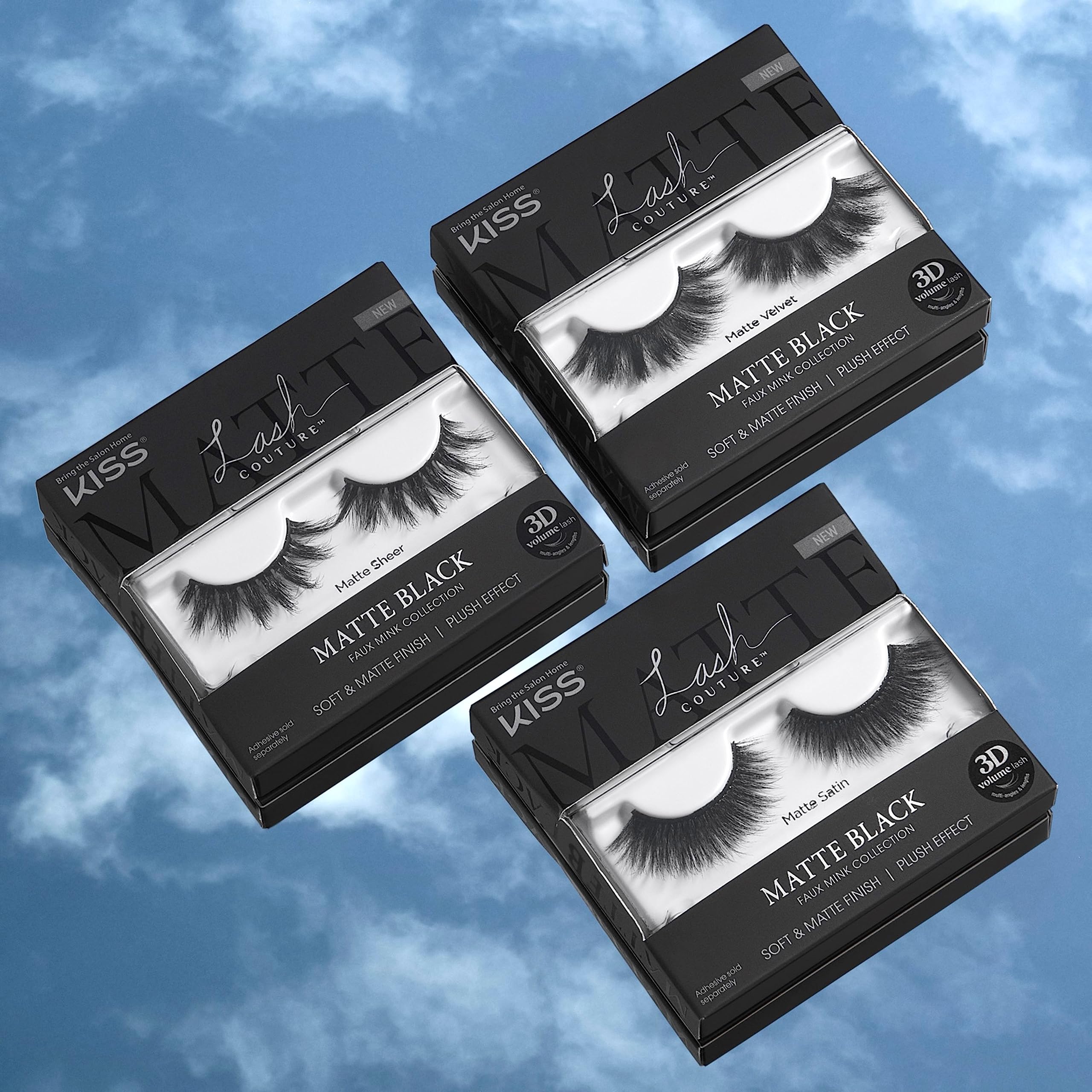 KISS Matte Black, False Eyelashes, 'Matte Velvet', 16mm, Includes 1 Pair Of Lash, Easy to Apply, Reusable Lash Clusters