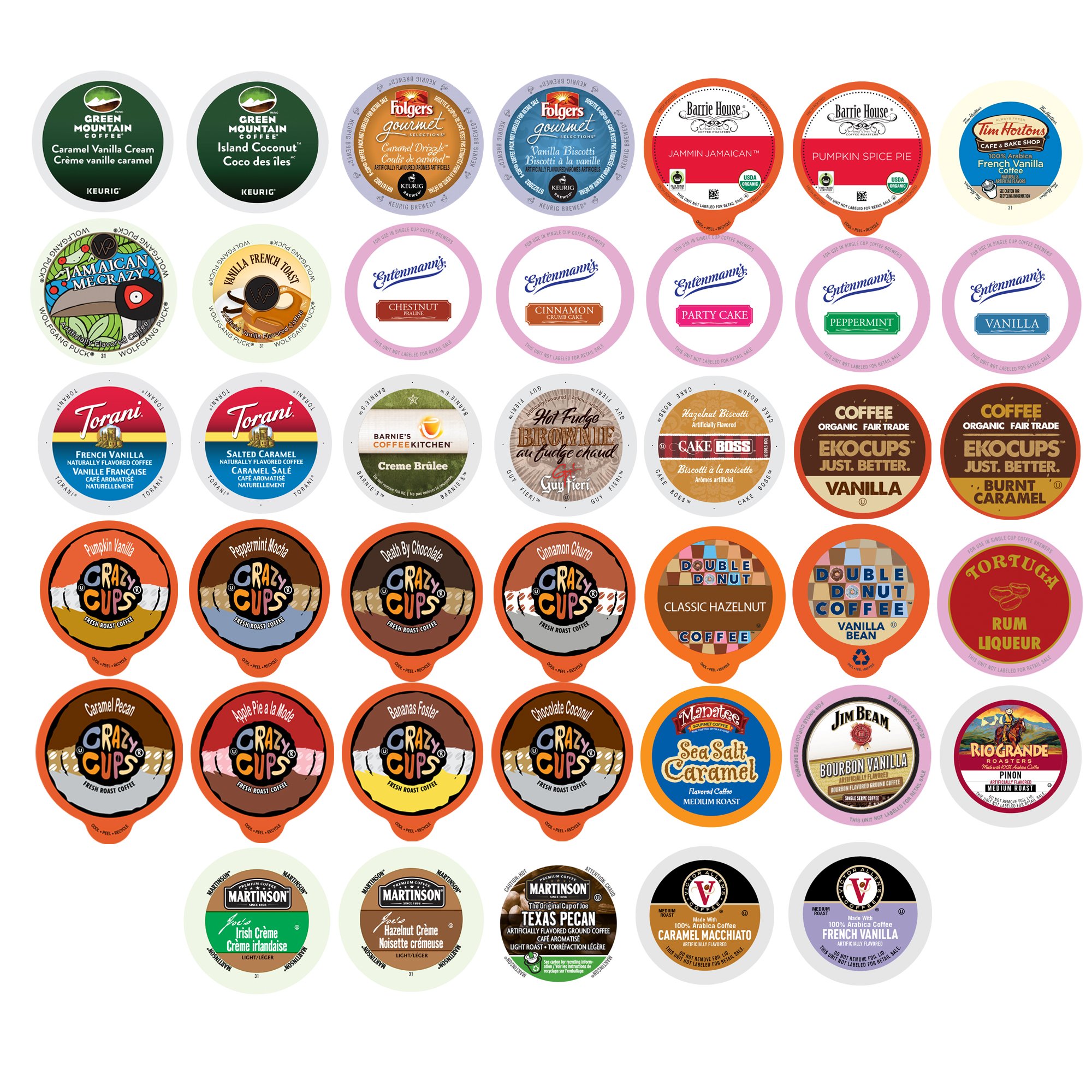 40 Ct Single Serve Flavored Coffee Variety Pack for Single Serve