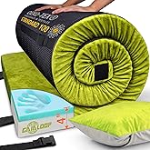 Extra Thick GAIALOOP 4 INCH Memory Foam Camping Mattress, Roll Up Floor Sleeping Mat Camp Cot Mattress Pad Travel Camping Cou