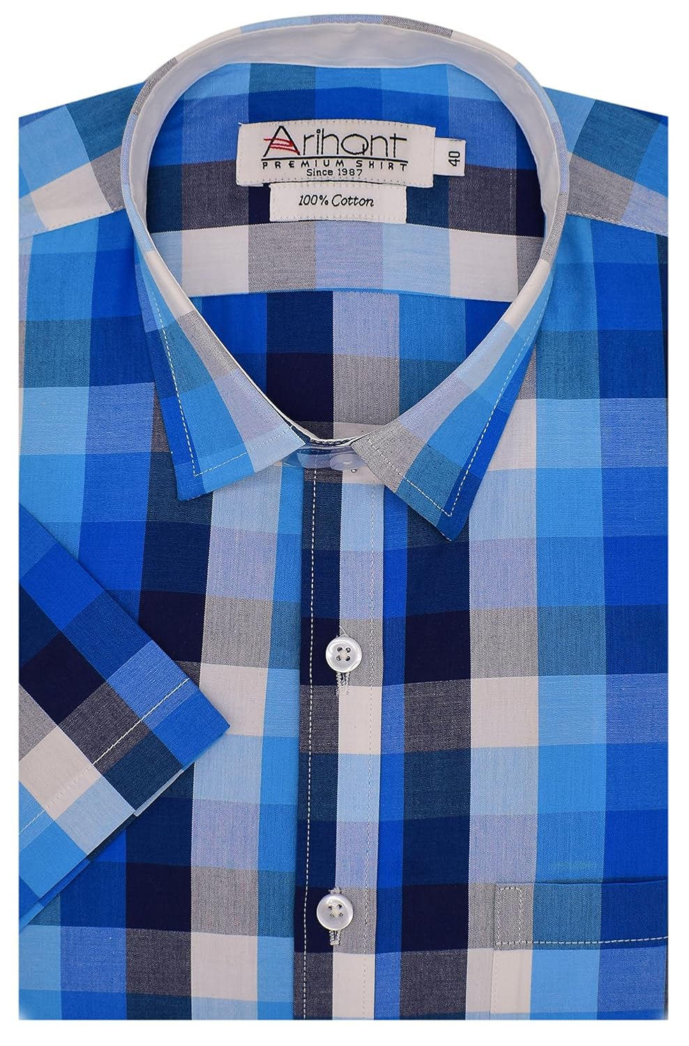 arihant men's checkered half sleeves reguler fit 100% cotton formal shirts