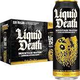 Liquid Death Sparkling Mountain Water, Real Mountain Source, Ice-Cold Cans, Infinitely Recyclable, King Size 19.2 Fl Oz (Pack of 12)