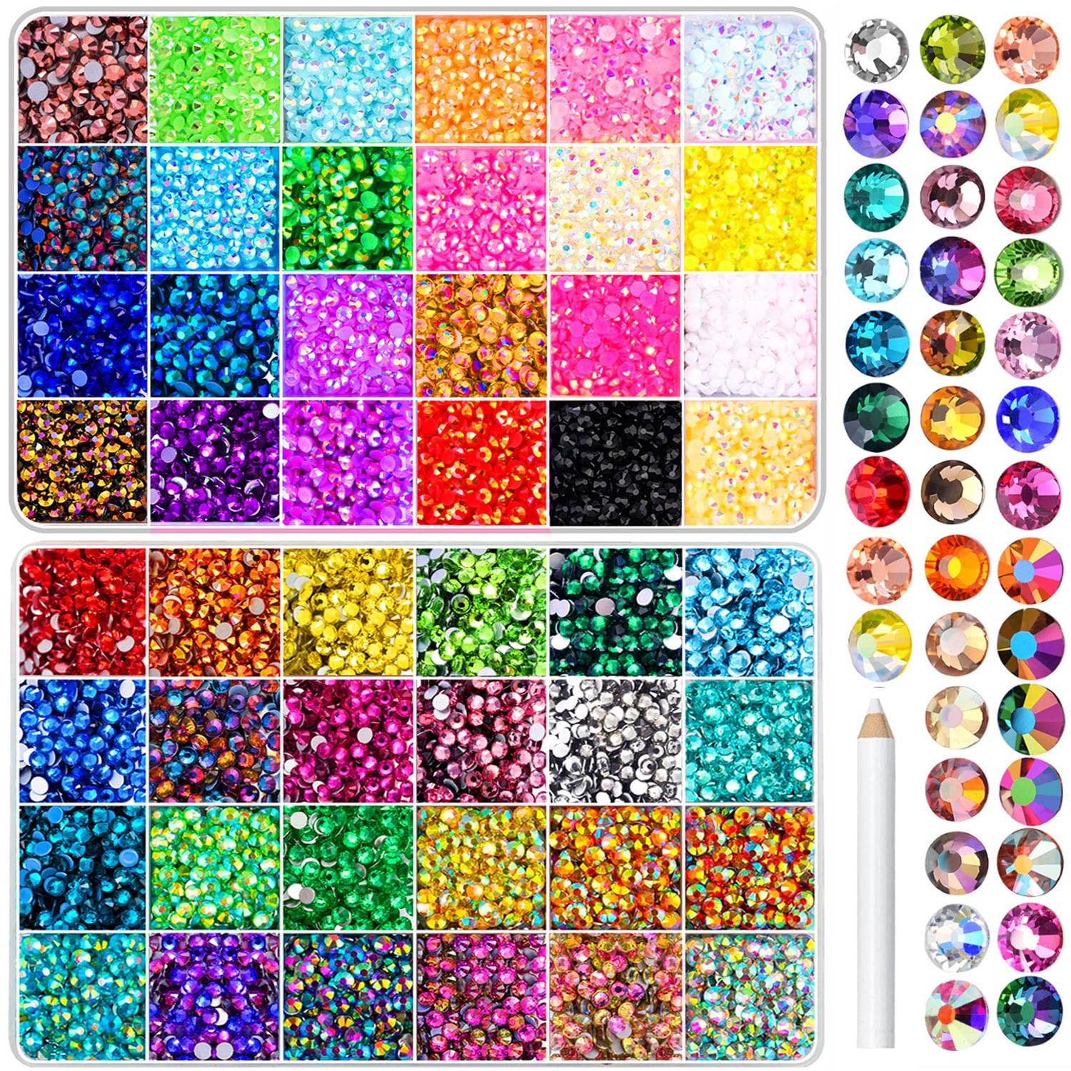 Photo 1 of 48000Pcs Gems for Crafting,Resin Jelly Rhinestones for Crafting, 48 Color 3mm Flatback Gems for Diamond Art DIY Crafts Clothing Shoes Nail Art Decoration