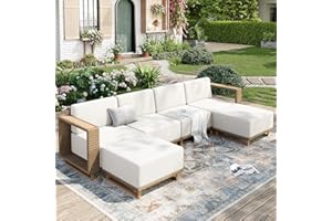 MIXPATIO Outdoor Patio Furniture Set, 6 Piece Outdoor Rattan Wicker Sofa Couch, Sectional Outdoor Conversation Sets with 10" Extra Thick Cushions for Deck Backyard Lawn