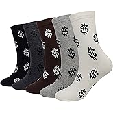 Wish Island Men's 5 Packs Fun Crazy Animal Cotton Casual Crew Socks