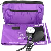 EMI Deluxe Aneroid Sphygmomanometer Manual Blood Pressure Monitor Adult Cuff Set with Case - #217 (Purple)