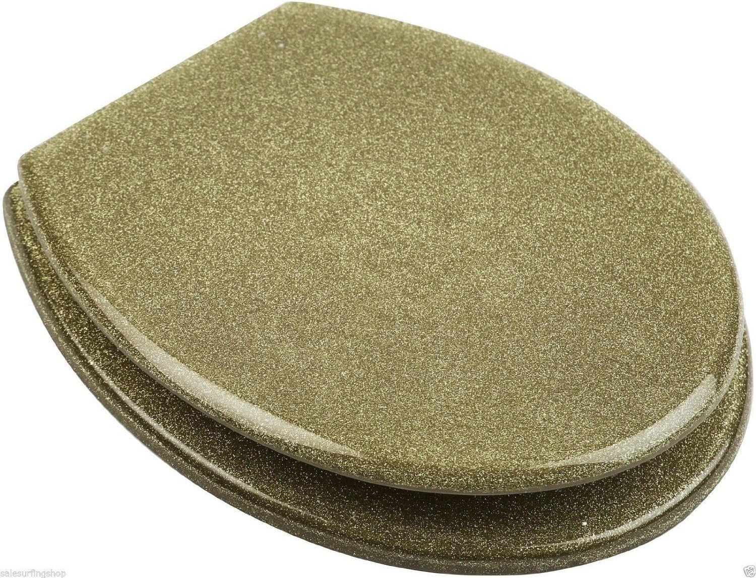 Pannu Glitter Sparkle Toilet Seat cover with metal hinges - New (Gold)