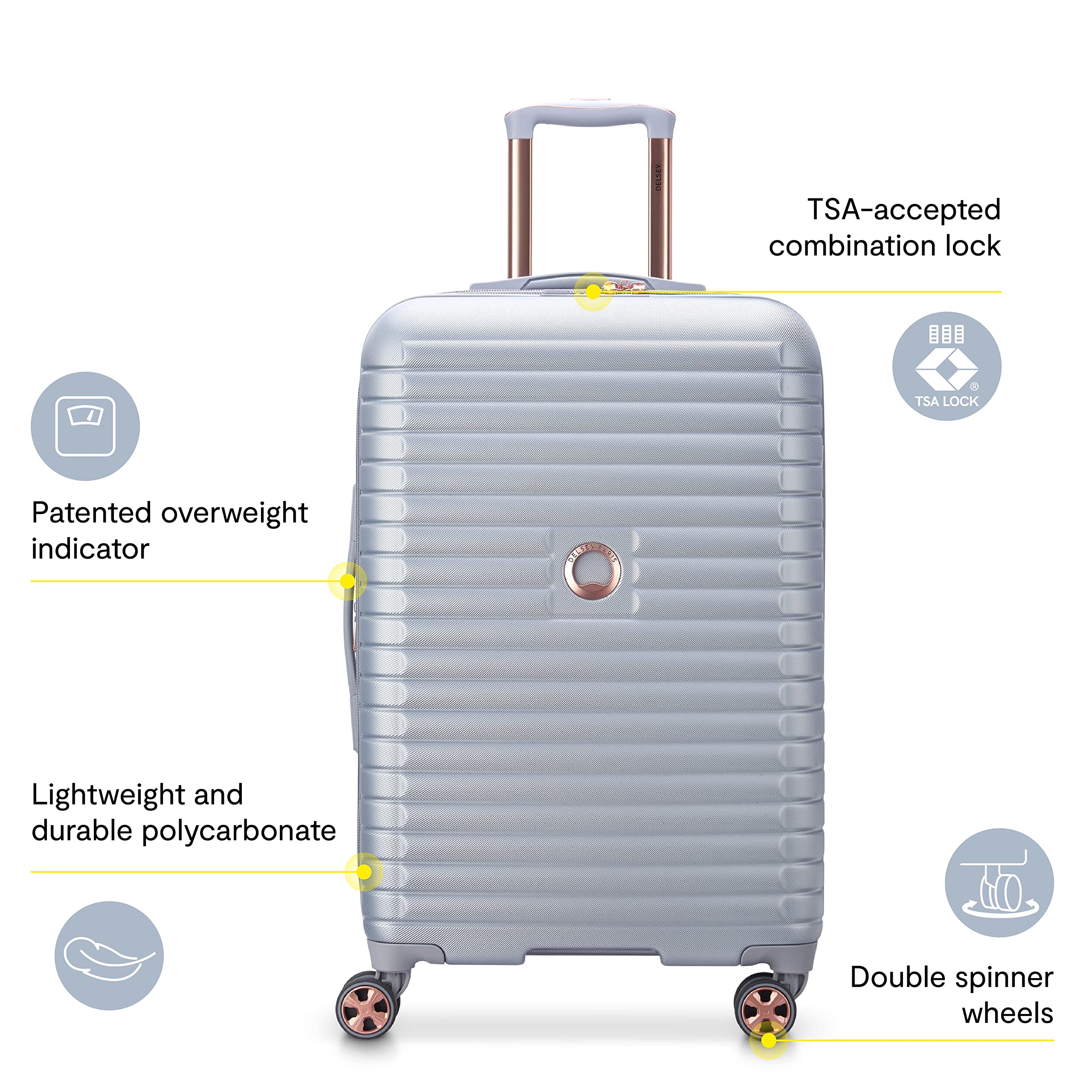 DELSEY PARIS Cruise 3.0 Hardside Expandable Luggage with Spinner Wheels, Graphite, Checked-Large 28 Inch