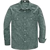 JOGAL Mens Poncho Shirts Long Sleeve Casual Button Down Work Shirt with Two Pockets