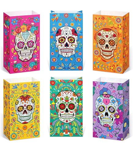 Party Gift Bags 100 Pcs Dia De Los Muertos Goodie Bags - Day Of The ...