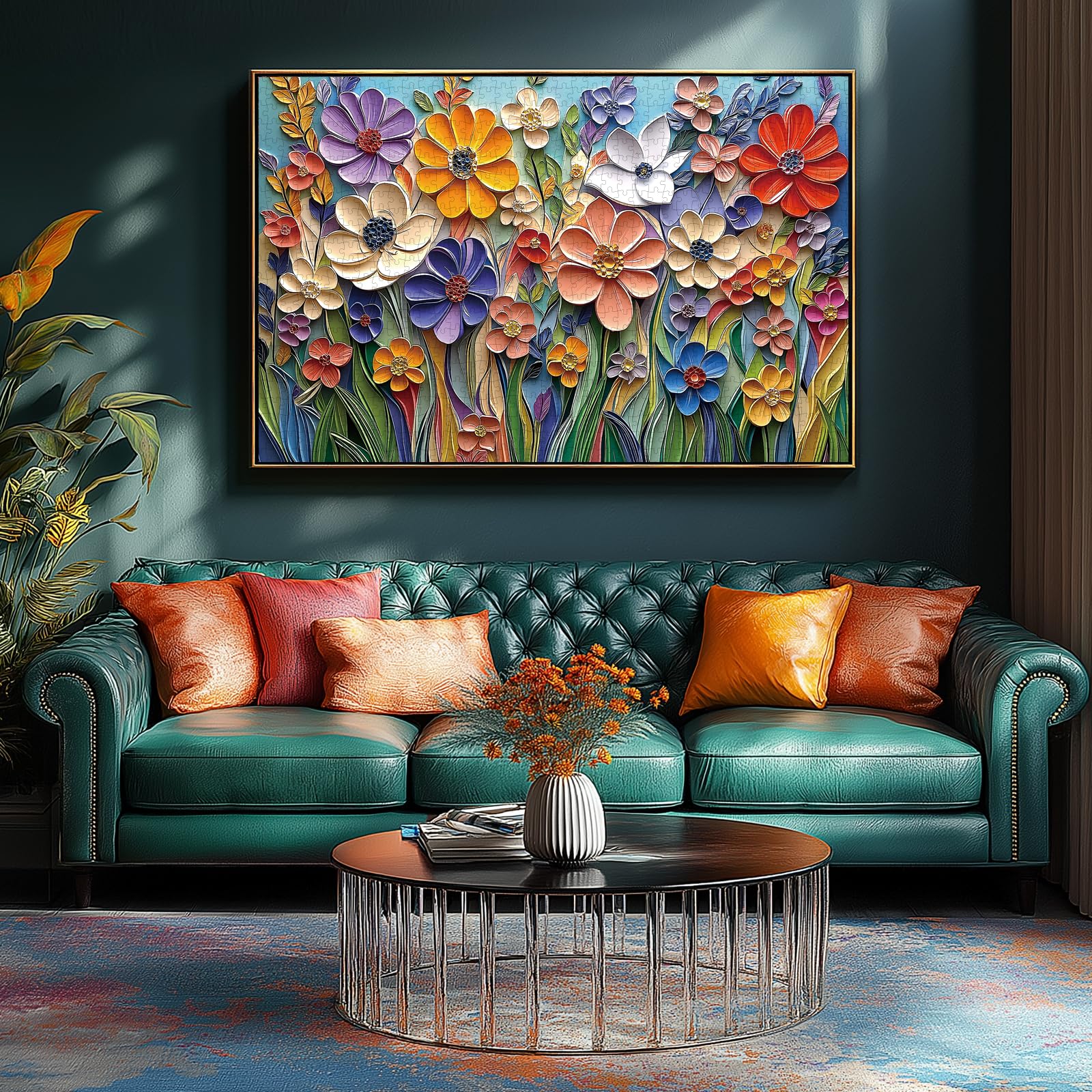 MINIWAN Colorful Embossed Flowers Puzzles for Adults, Plant Floral Puzzle Art, Impossible Hard Difficult Challenging Jigsaw Puzzles 1000 Pieces Painting