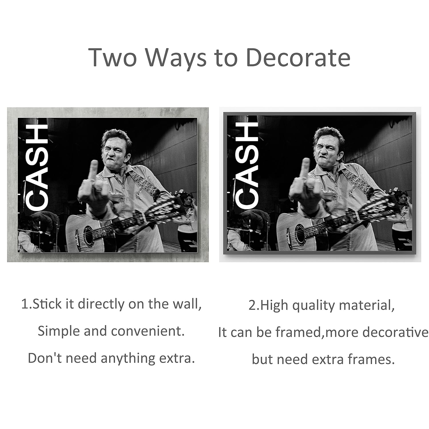 Cash Canvas Print Classic Rock Wall Art Posters Print Standard Size 18x24 Inches Johnny Cash Poster Posters Prints Home Kitchen