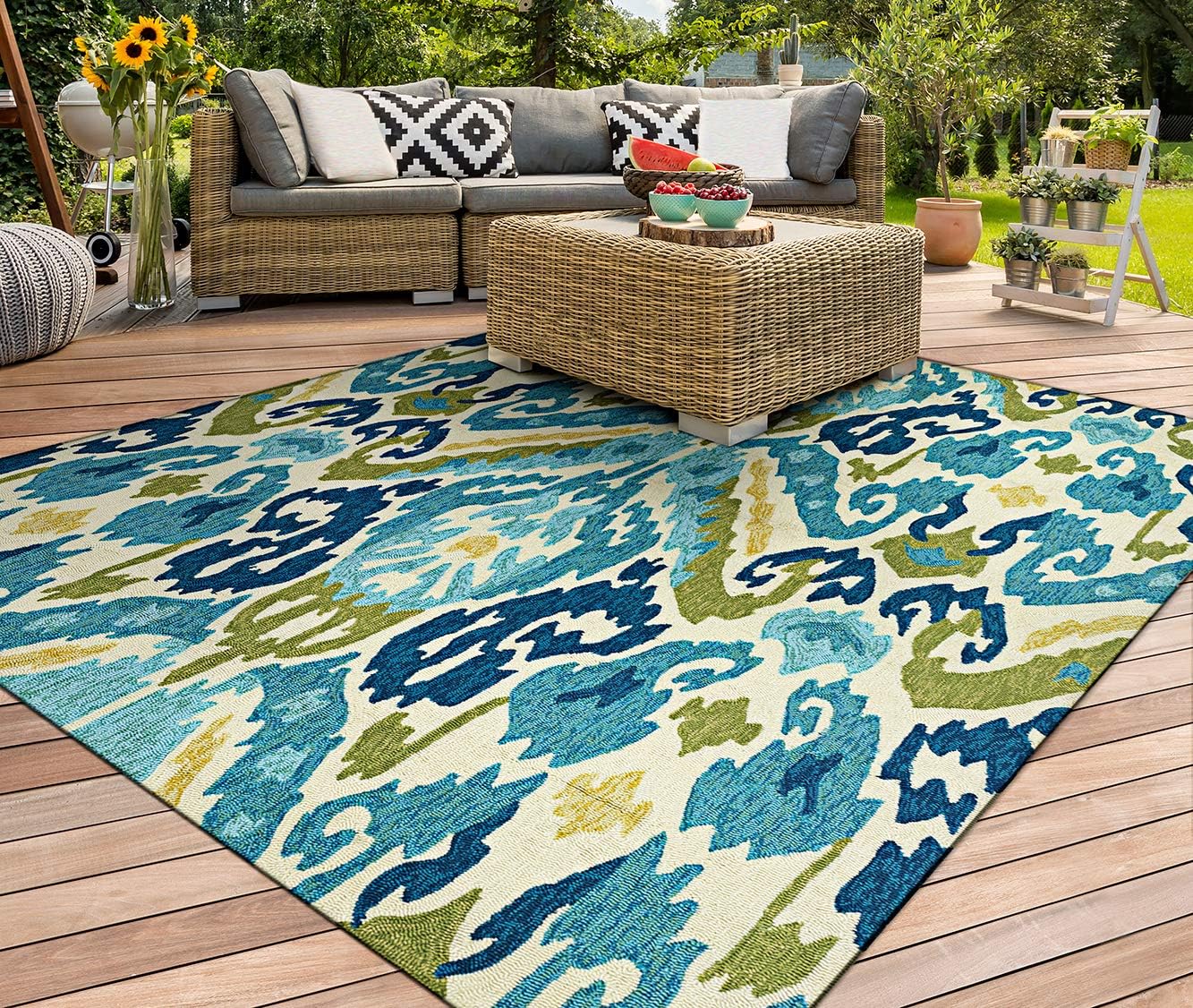 Couristan Covington 2263/0702 Rug, 8-Feet by 11-Feet, Delfina/Azure-Lemon