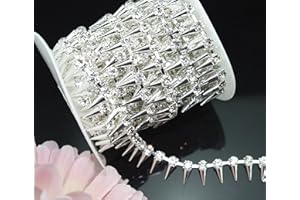 AEAOA 1 Yard 4mm Stunning Rivet Spike Stud Rhinestone Chain Applique Costume Sewing Trims Applique Embellishment Wedding Dress Decoration (LZ58)