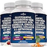 Glucosamine Chondroitin, MSM, Turmeric Curcumin, Collagen, Hyaluronic Acid, Omega 3 – Health Supplement for Men & Women – 360 Count