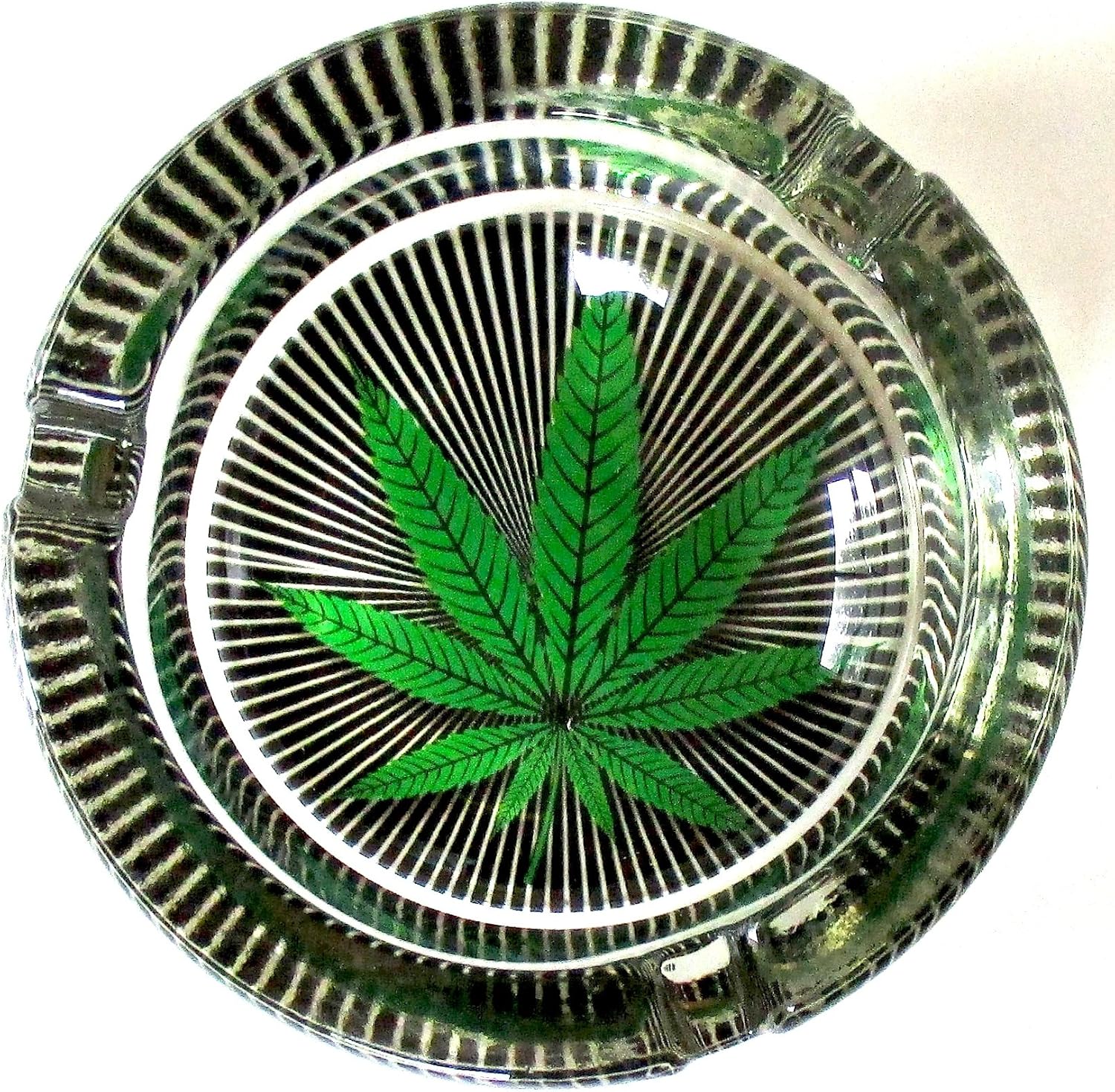 Marijuana Weed Hypnotizing Round Glass Ashtray Health