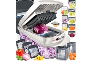 Mueller Pro-Series 10-in-1, 8 Blade Vegetable Chopper, Onion Mincer, Cutter, Dicer, Egg Slicer with Container, French Fry Cutter, Potato Slicer, Home Essentials & Kitchen Gadgets, Salad Chopper