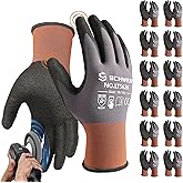Schwer 12 Pairs Safety Work Gloves Sandy Nitrile Coated LT5626, Max Abrasion Resistant Heavy Duty Working Gloves with Grip for Men Women, Touch-Screen, for General Use, Mechanic, Construction, XL