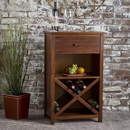 RjKart Sheesham Wood Wine Storage Bar Cabinet For Home | Natural Brown Finish
