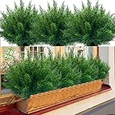 JIFTOK Artificial Flowers Fake Plants for Outdoor, 20pcs Outdoor Artificial Plants UV Resistant for Home Decor Indoor, Faux Greenery Shrubs Plastic Flowers for Office Kitchen Garden Porch(Pine Tree)