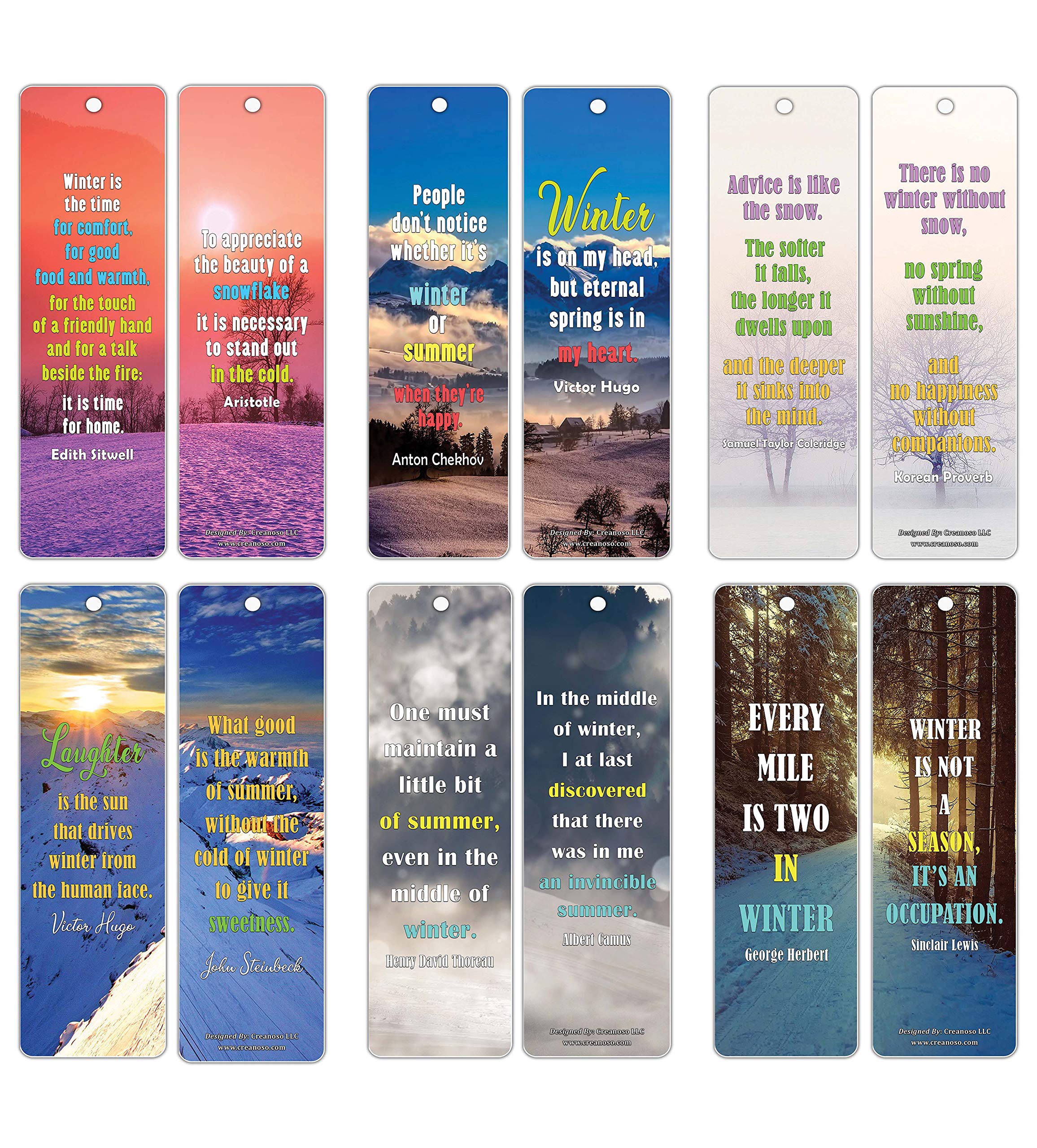 Creanoso Winter Inspirational Sayings Quotes Bookmark Cards (30-Pack) – Stocking Stuffers Gift for Bibliophiles, Book Worms, Book Lovers – Christmas Party Supplies – Book Clubs Reading