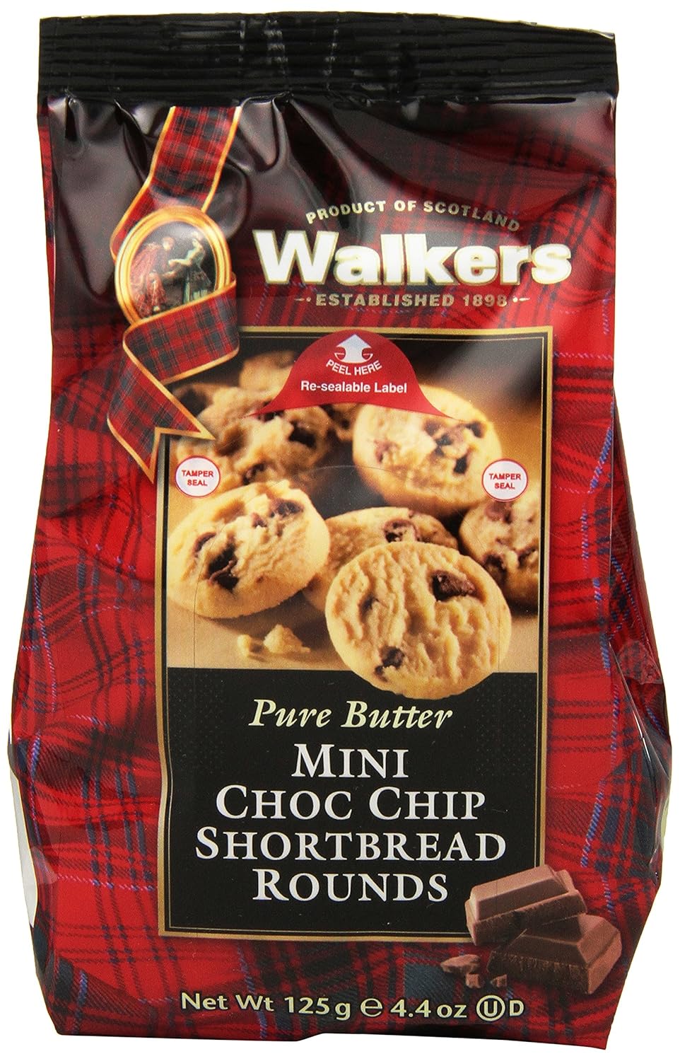 Walkers Shortbread Mini Chocolate Chip Rounds, 4.4 Oz. Bags (Pack of 6)