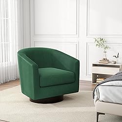 Swivel Barrel Accent Chair, Modern Round Corduroy