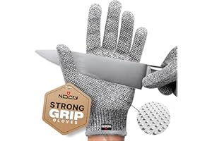 NoCry Cut Resistant Gloves with Secure-Grip Microdots and Level 5 Cut Protection. Comfort-Fit. Food Grade, Size Small. Includ
