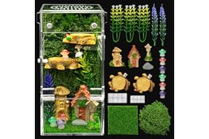 Clioran Jumping Spider Enclosure Kit,Escape Proof Reptile Tank,Praying Mantis Terrariums,Transparent Acrylic Complete Bug Habitat,Arboreal Tarantula Cribs Cage,Insect Starter Container,Critter Keeper