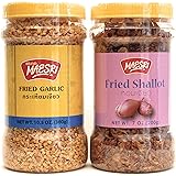 Maesri Fried Shallot & Fried Garlic Combo Pack, Ingredient & Garnish widely used in Asian Cooking, 7 Ounce & 10.5 Once Jar, 2