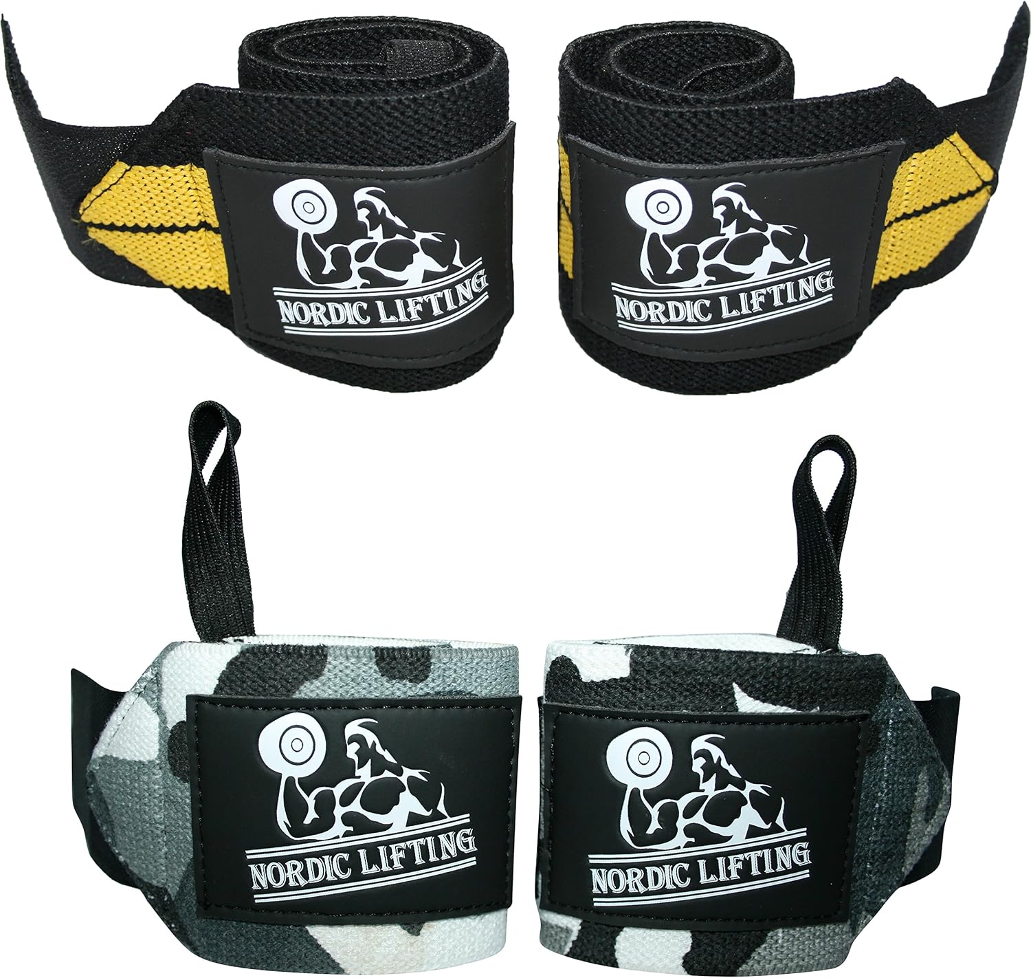 Wrist Wraps (2 works) - Premium Support for Weightlifting Crossfit & Gym, Camo Grey & Black/Yellow - Image 3