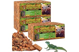 Riare 6 Pack Natural Coconut Chip Substrate for Reptiles- Compressed Coconut Husk Reptiles Bedding, Coco Husk Chip Terrarium 