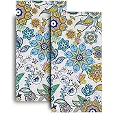 Boho Floral Decorative Hand Towels for Bathroom Set of 2, Blue Flower Hand Towels, Soft Absorbent Bath Hand Towel for Bathroom Kitchen Farmhouse Home Decor Gym Yoga Spa 14"x28"