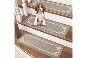 BEQHAUSE Stair Treads for Wooden Steps Non Slip Washable Carpet Stair Treads with Reusable Residue Free Backing Soft Polyester Stair Rugs Indoor for Kids Elders and Dogs, 15pcs,Taupe