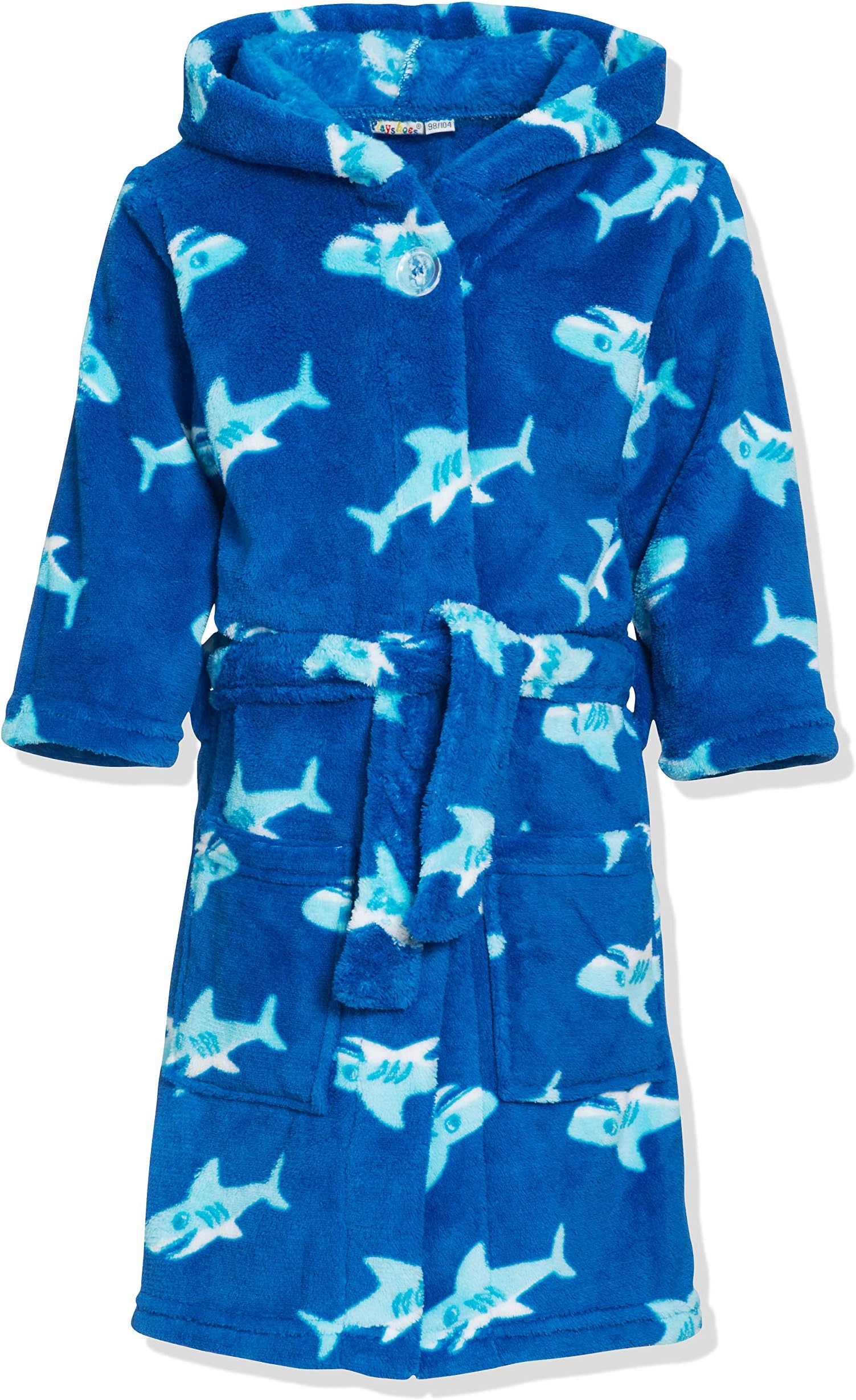 Playshoes Boys´s Fleece Hooded Bathrobe Shark