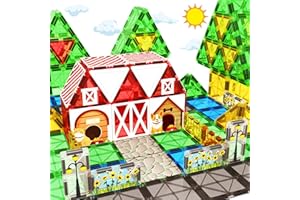 BIGSHU Magnetic Tiles Farm Animal Garden Toddler Toys Construction Set, Kids Magnetic Building Blocks STEM Toys for Ages 3-8, Montessori Sensory Educational Magnet Toys for 3+ Year Old Boys and Girls Gifts