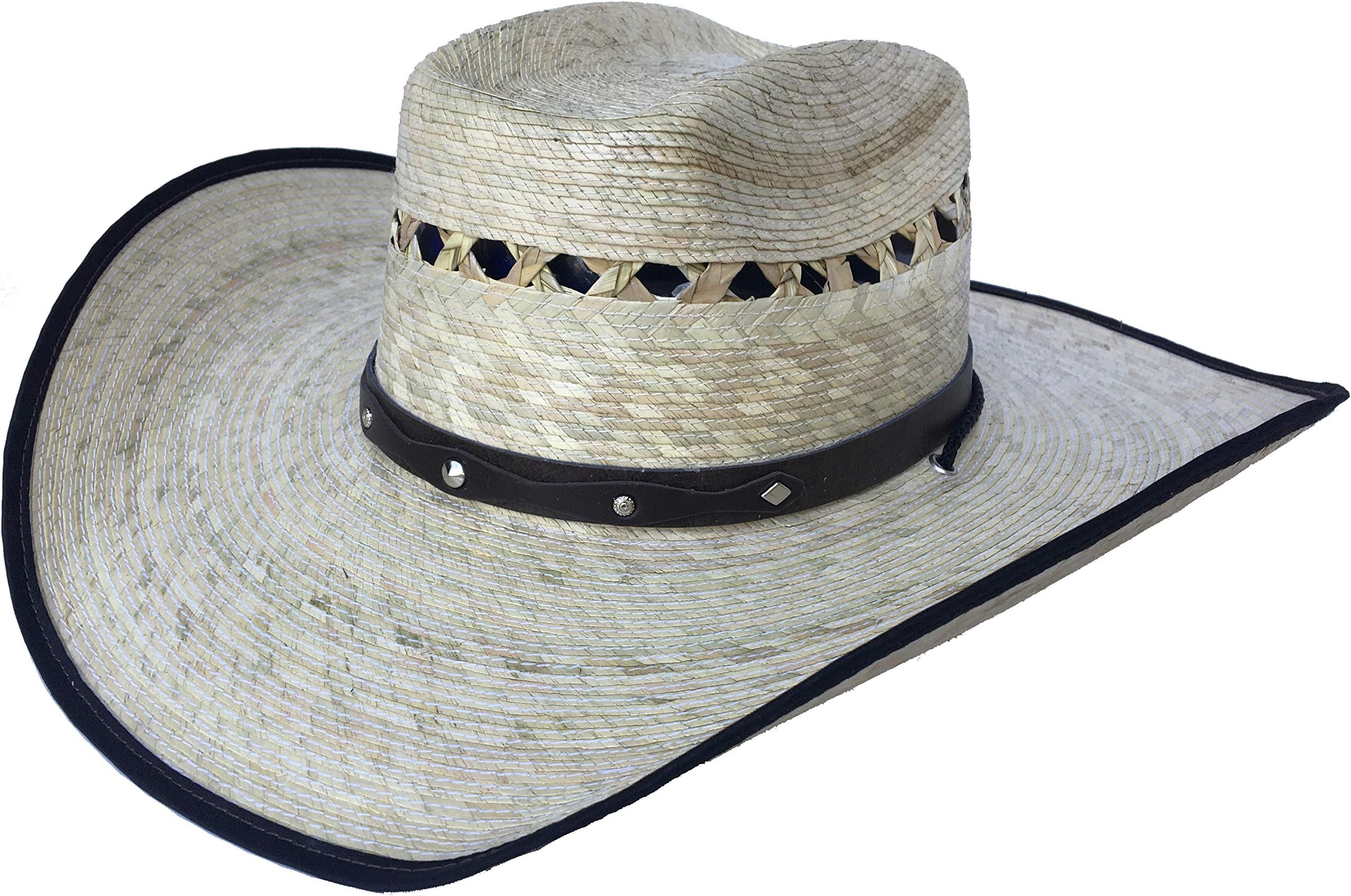 Mexican Palm Western Sombrero Cowboy Hat Safari Sun Lifeguard Gardener SPF Big Brim