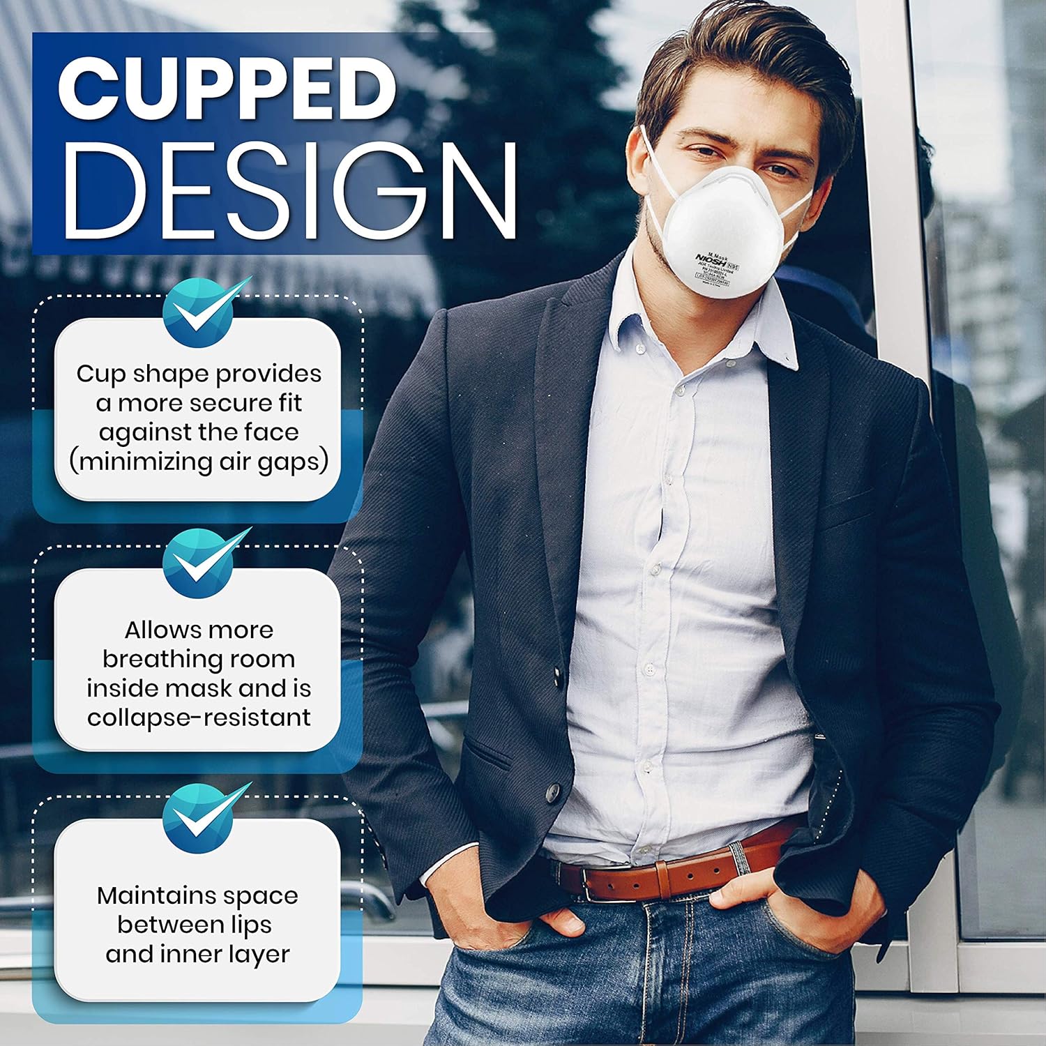 N95 Cup FACE MASK Filtration Mask - Liquid and Dust Proof Face Protection - 5 Pack: Industrial & Scientific