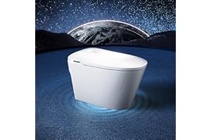 Bazyths Smart Toilet with Foam Shield, Auto Open/Close Lid, Built-in Tank, 12" Rough In, Foot Sensor Flush, Warm Dryer, Heated Seat, Self Cleaning, Comfort Height One-Piece Elongated (ZYS1)