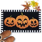 Halloween Pumpkin Front Door Mat 30x17 Inch, Jack-O-Lantern Welcome Mat | Natural Fiber, Pvc Backing, Dirt Scraper, Creepy Cute Decor, Hostess Gift, Seasonal Decorating, Trick or Treat Outdoor Decor
