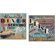 Amazon.com: Gango Home Décor 50's Style Diner Signs; Fresh