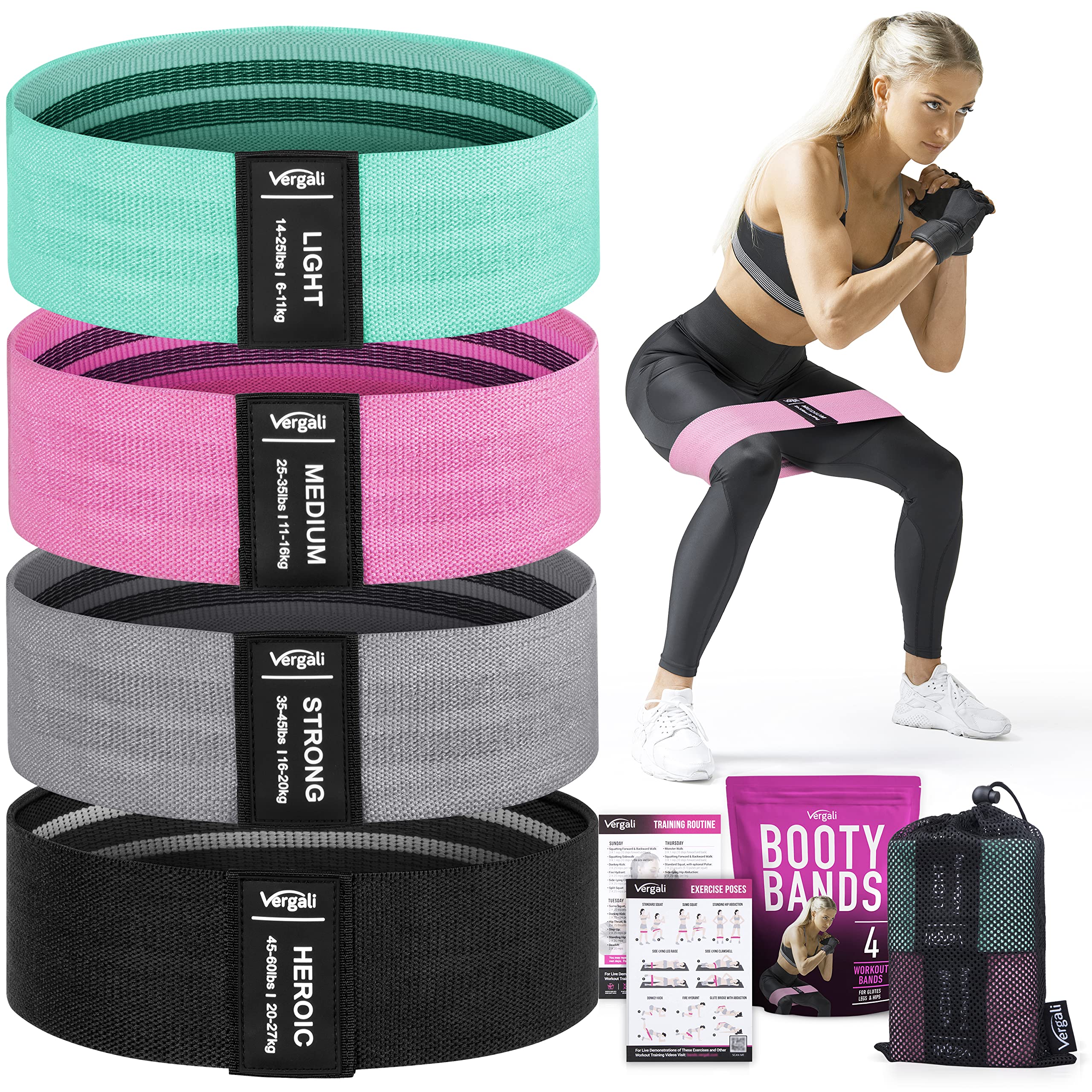 Photo 1 of Resistance Bands for Working Out with Workout Bands Guide. 4 Booty Bands for Women Men Fabric Elastic Bands for Exercise Bands Resistance Bands for Legs Bands for Working Out Hip Thigh Glute Bands Set