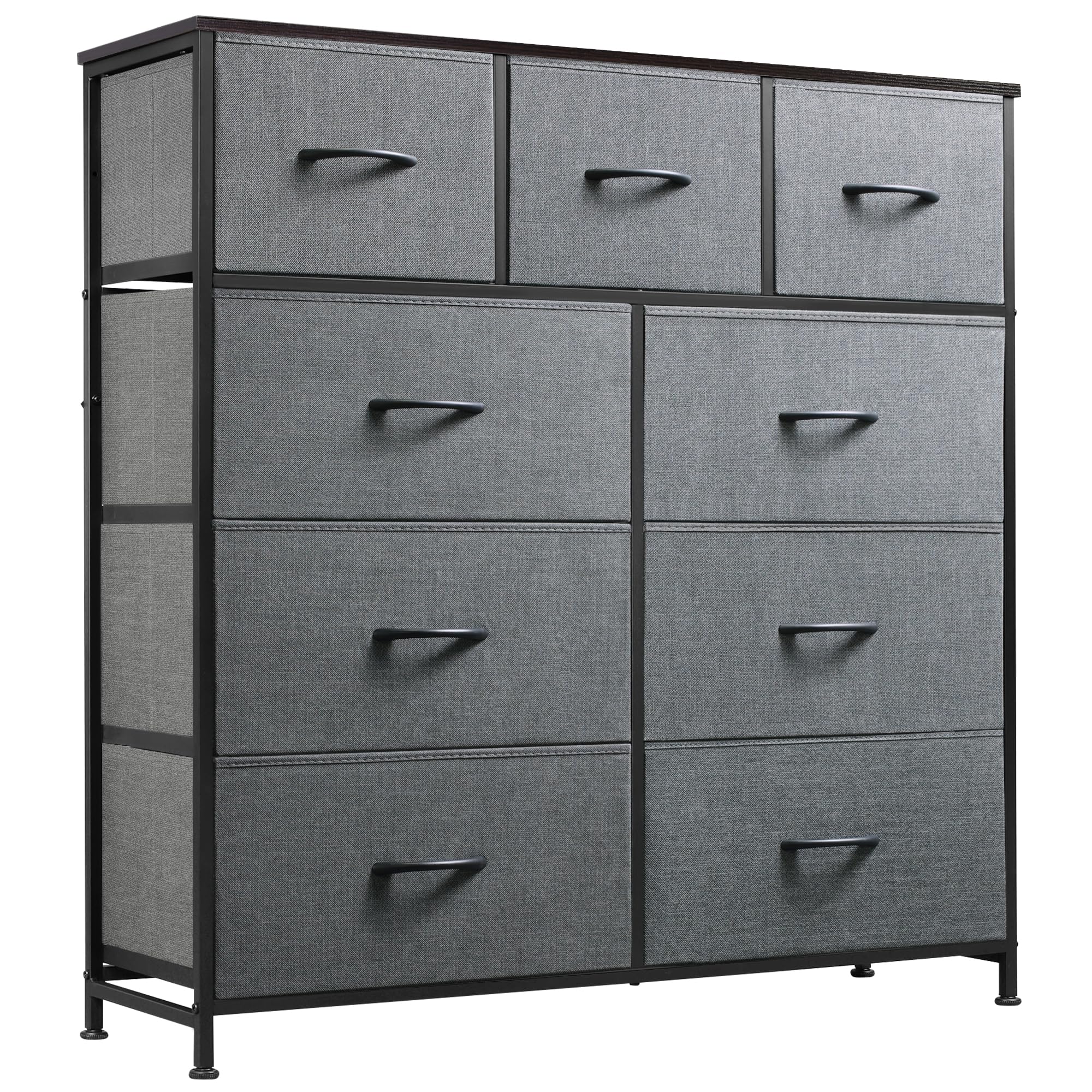Photo 1 of **IT IS USED, IT IS MISSING PARTS AND IT IS NOT KNOWN IF IT WORKS AT 100%***WLIVE 9-Drawer Dresser, Fabric Storage Tower for Bedroom, Hallway, Entryway, Closet, Tall Chest Organizer Unit with Fabric Bins, Steel Frame, Wood Top, Easy Pull Handle, Dark Grey