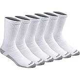 Dickies Men's Multi-Pack Dri-Tech 2.0 Moisture Control Heel-Lock Crew Socks, White (6 Pairs), Shoe Size: 6-12